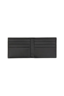 Dolce &amp; Gabbana men’s bifold wallet in black leather with multiple card slots and a central divider visible inside