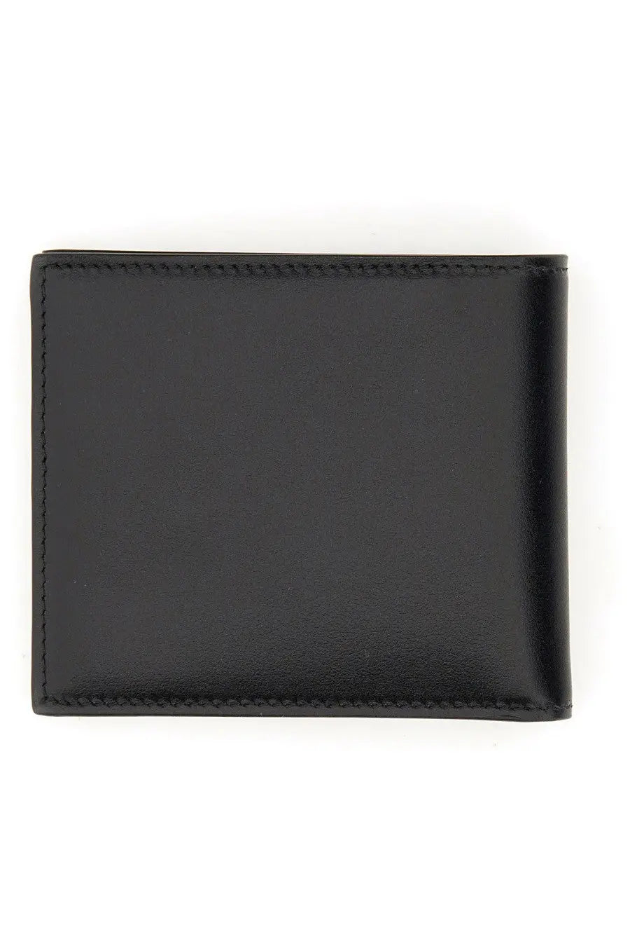 Dolce &amp; Gabbana men’s bifold wallet in black leather with precise stitching along the edges