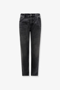Dolce &amp; gabbana men’s black denim trousers with straight-leg cut and classic five-pocket design in black denim