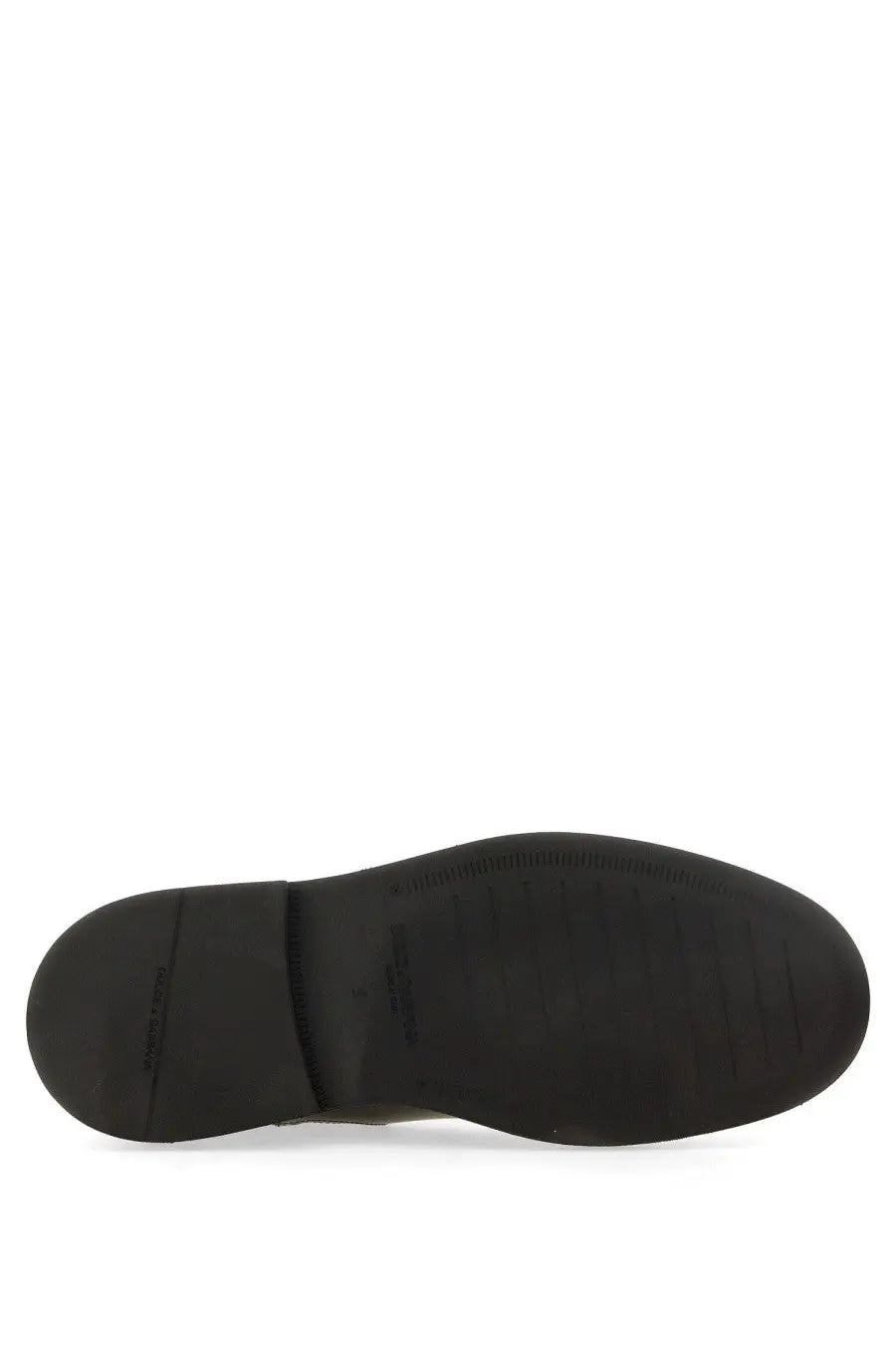 Black rubber sole with subtle grooves and smooth textured surface on dolce &amp; gabbana men’s brushed leather boot black