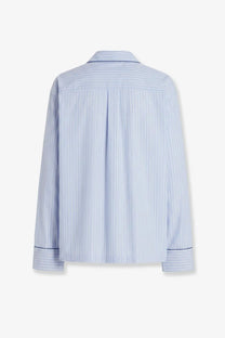 Dolce &amp; Gabbana men’s light blue and white striped long-sleeved cotton silk button-up shirt with classic collar