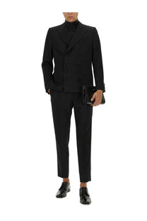 Dolce &amp; Gabbana men’s classic black double-breasted suit jacket with notched lapels and matching trousers