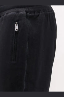 Dolce &amp; Gabbana men’s black cotton bermuda shorts with ribbed waistband and silver zipper on side pocket