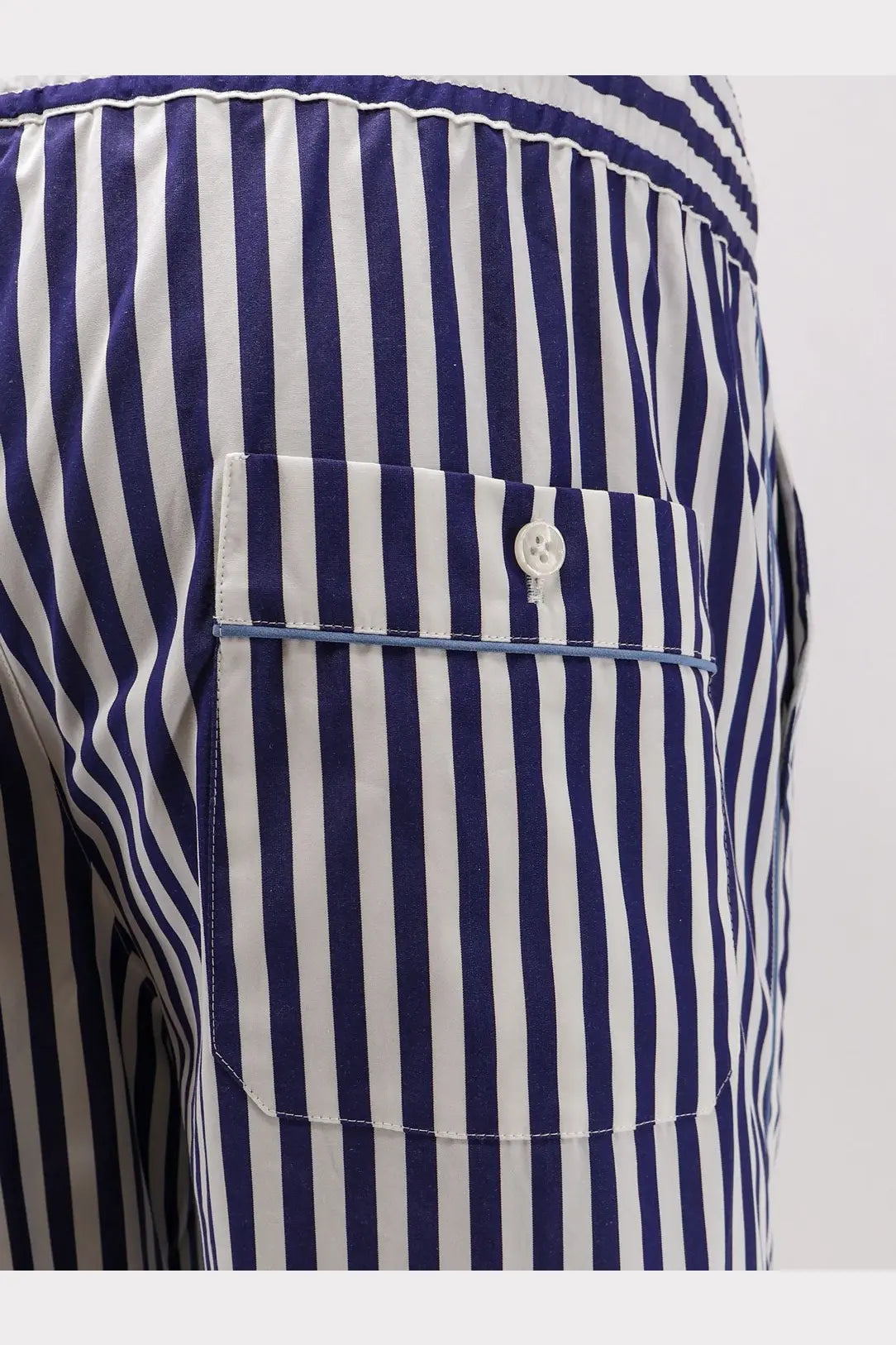 Dolce &amp; gabbana men’s cotton bermuda shorts pattern navy and white striped button-up shirt with chest pocket