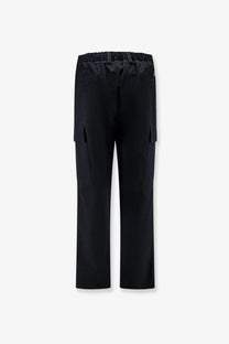 Dolce &amp; Gabbana men’s black cotton cargo trousers with elastic waistband and side pockets for casual wear