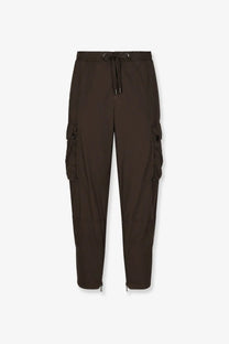 Dolce &amp; Gabbana men’s dark brown cotton cargo trousers with side pockets and zipper cuffs