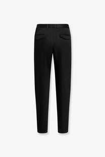 Dolce &amp; Gabbana men’s black cotton gabardine trousers with sleek straight-leg cut and subtle stitching details