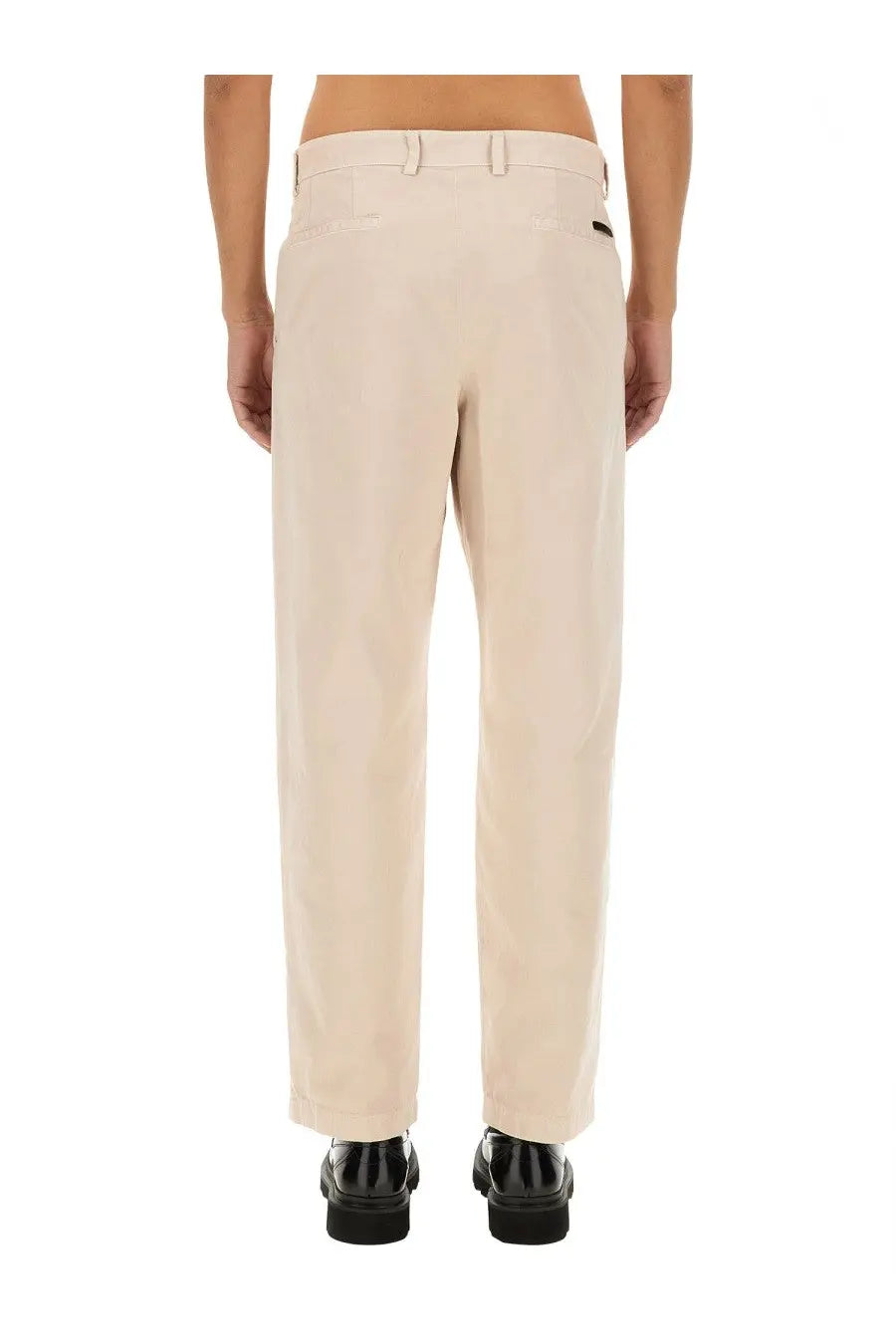 Dolce &amp; Gabbana men’s beige cotton chino trousers with a clean straight-leg cut and subtle stitching details