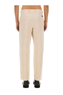 Dolce &amp; Gabbana men’s beige cotton chino trousers with a clean straight-leg cut and subtle stitching details