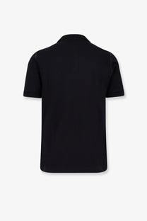 Dolce &amp; Gabbana men’s black cotton polo shirt with short sleeves classic collar and neatly stitched seams