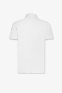 Dolce &amp; Gabbana men’s white cotton polo shirt with short sleeves classic collar and neat stitching detail