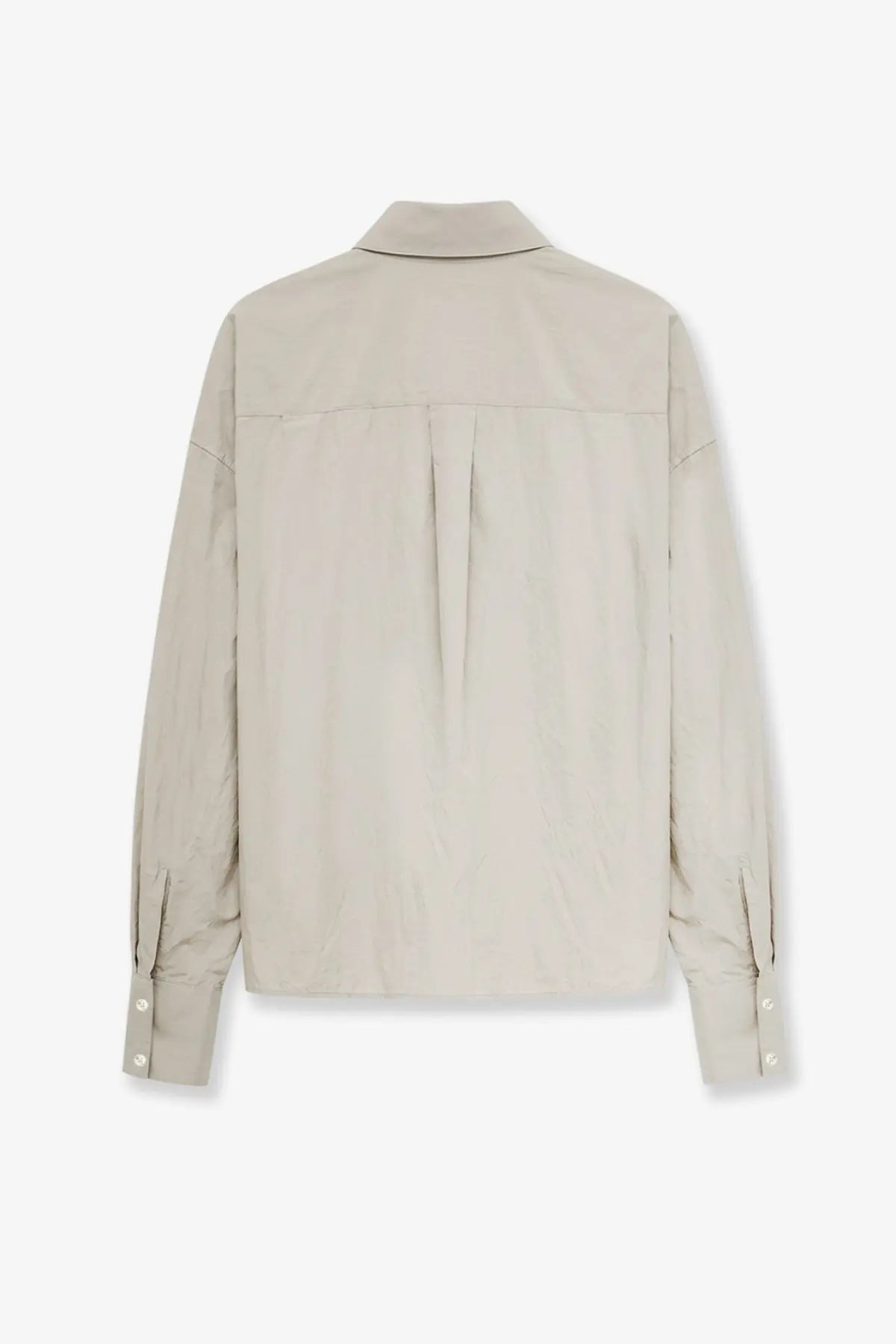 Beige dolce gabbana men’s cotton shirt with long sleeves relaxed fit and subtle pleats at the back shown from behind