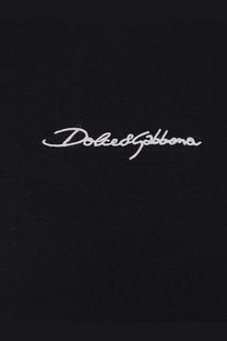 Dolce &amp; gabbana men’s black cotton shirt with black logo embroidered in white thread on the back side