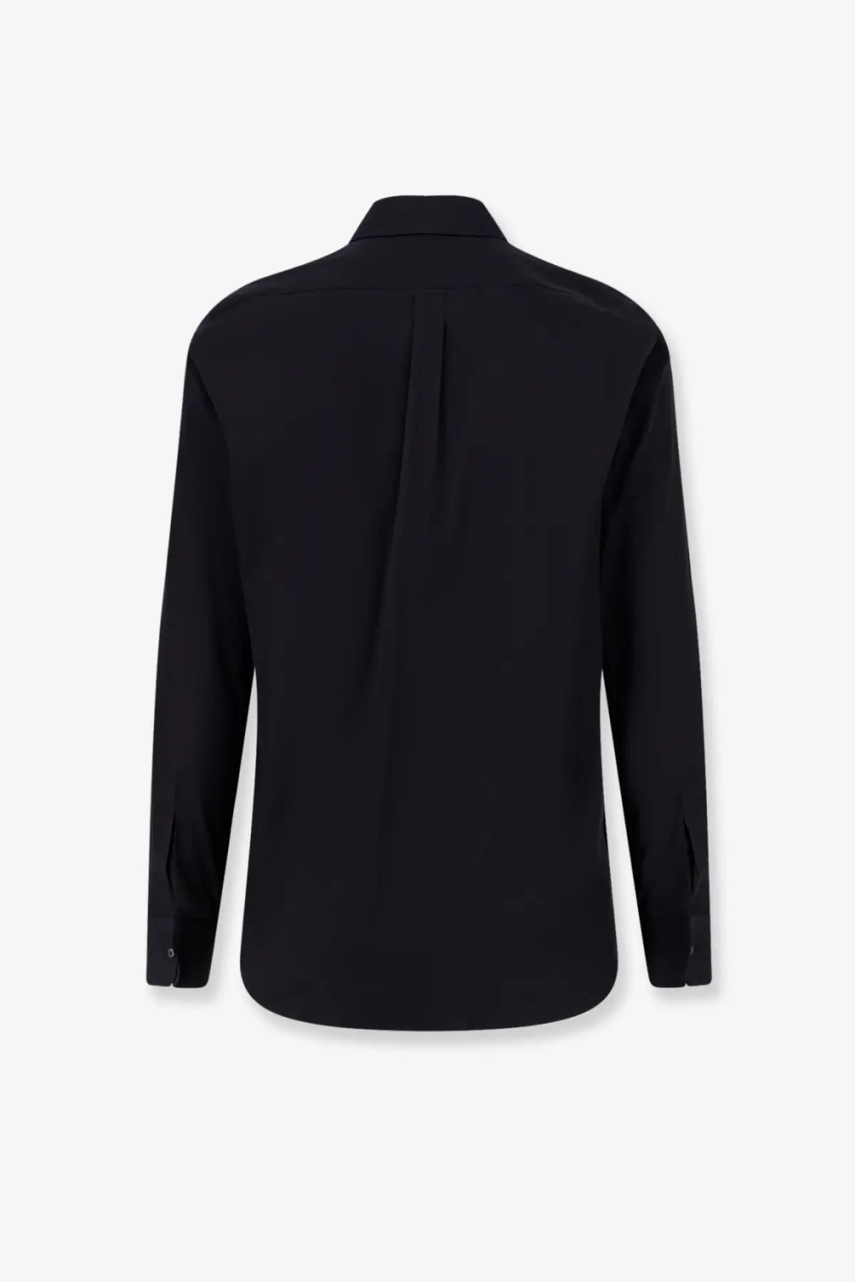 Dolce &amp; Gabbana men’s black cotton shirt with classic collar and subtle pleats on the back side