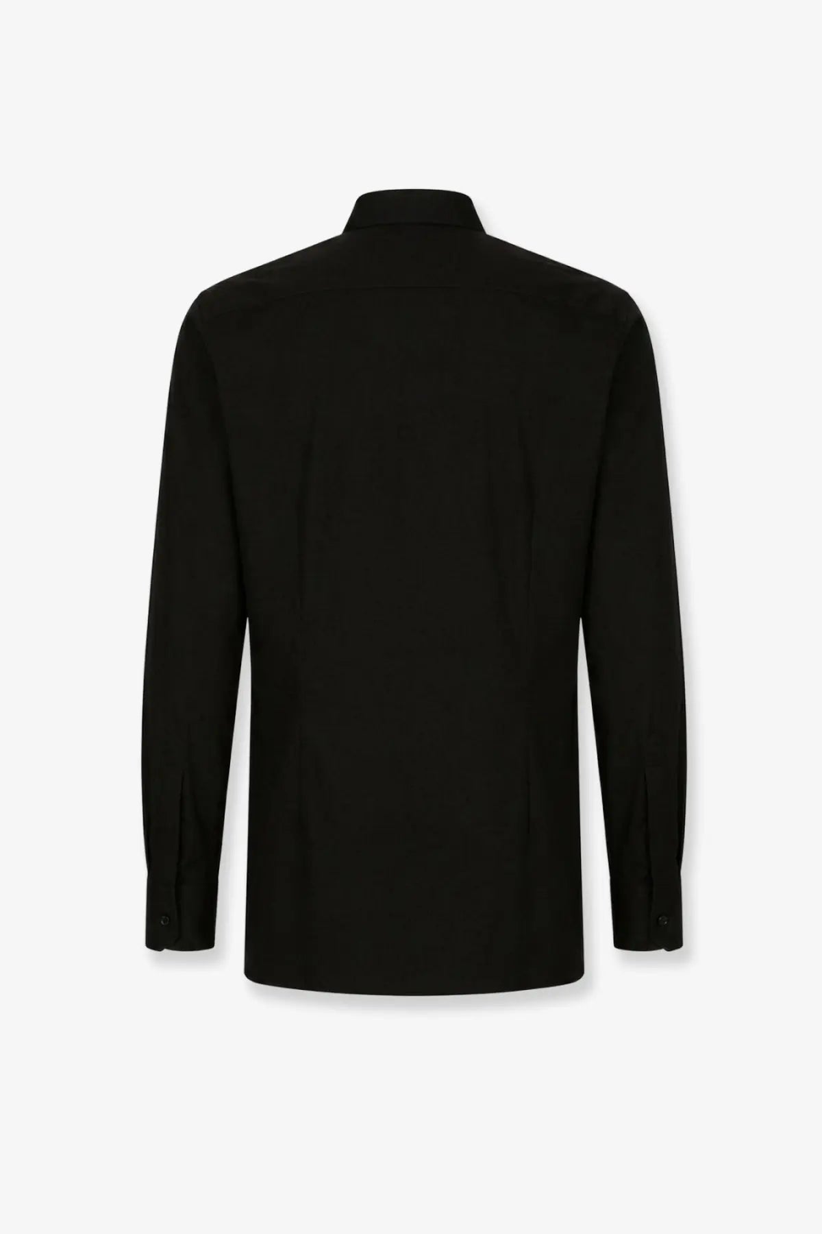 Dolce &amp; Gabbana men’s black cotton long-sleeved dress shirt with classic collar and buttoned cuffs
