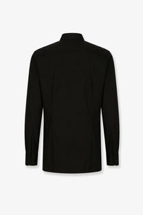 Dolce &amp; Gabbana men’s black cotton long-sleeved dress shirt with classic collar and buttoned cuffs