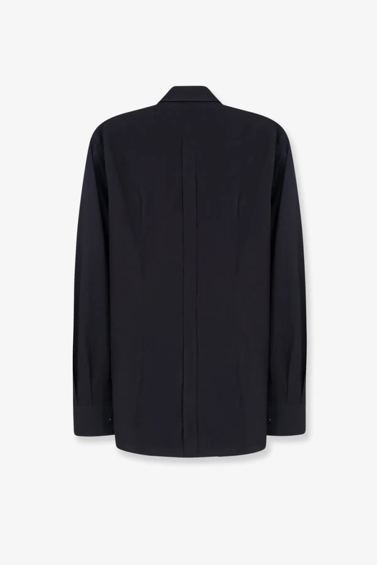 Dolce &amp; Gabbana men’s black cotton shirt with long sleeves structured collar and subtle vertical seam on the back