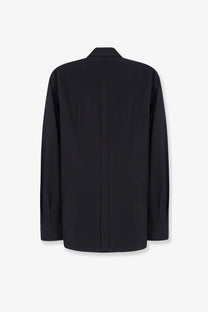 Dolce &amp; Gabbana men’s black cotton shirt with long sleeves structured collar and subtle vertical seam on the back
