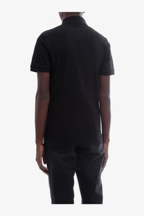 Dolce &amp; Gabbana men’s black cotton polo shirt with short sleeves classic collar and ribbed cuffs