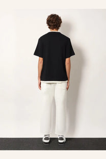 Dolce &amp; Gabbana men’s black cotton t-shirt with short sleeves and white ribbed crew neckline