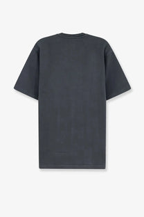 Dolce &amp; gabbana men’s cotton shirt white featuring a dark gray oversized t-shirt with relaxed fit and crew neckline