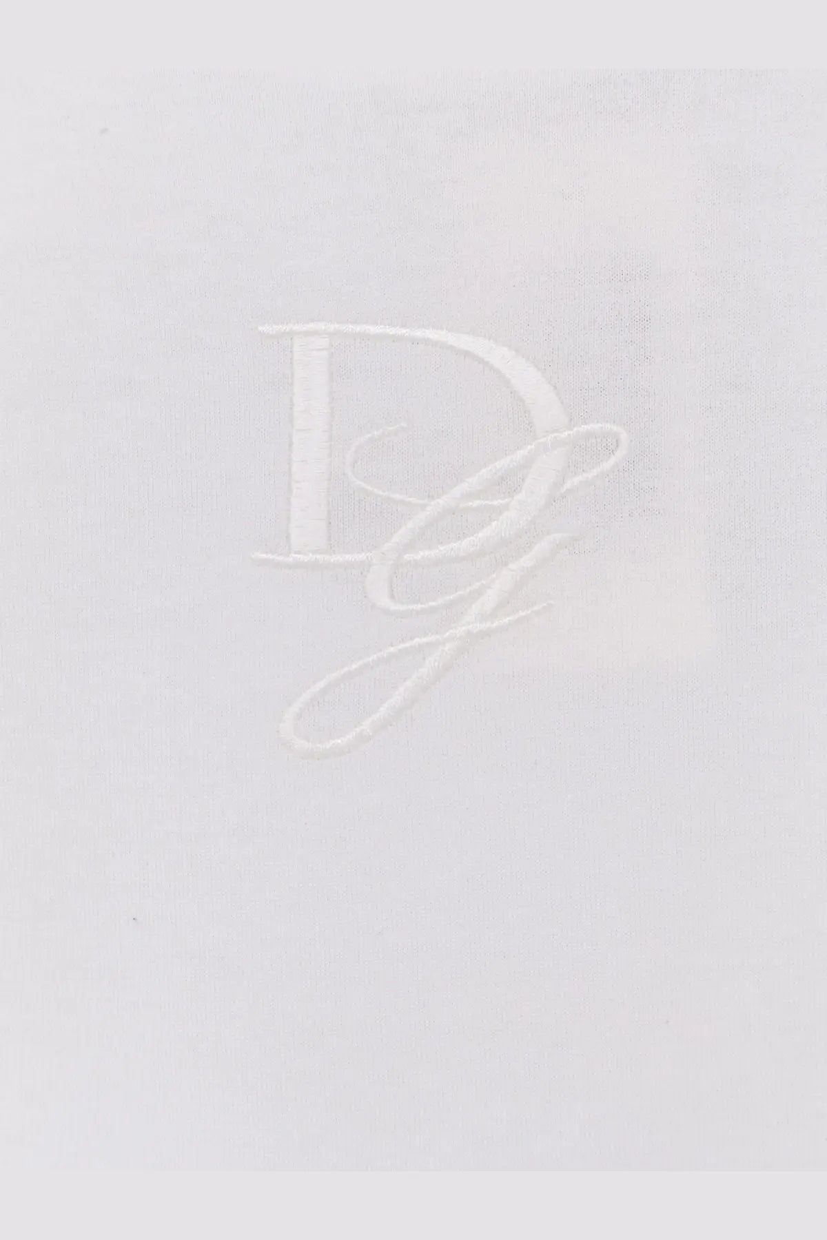 White embroidered d monogram on light fabric of dolce and gabbana mens cotton shirt white