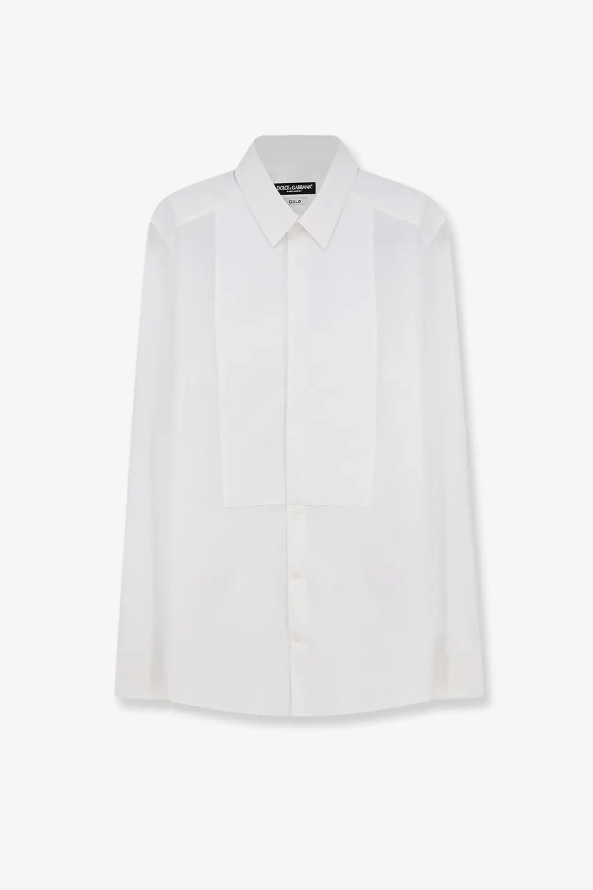 Dolce &amp; Gabbana men’s white cotton shirt with classic collar and button-down front for formal wear