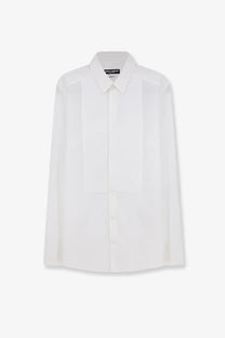 Dolce &amp; Gabbana men’s white cotton shirt with classic collar and button-down front for formal wear