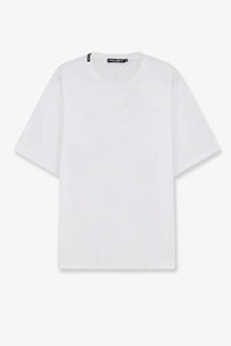 Dolce &amp; Gabbana men’s white cotton t-shirt with minimalist design and subtle brand tag at the neckline