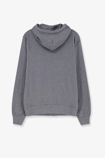 Dolce &amp; Gabbana men’s blue cotton sweatshirt with gray heathered zip-up hoodie and ribbed cuffs in a soft casual design