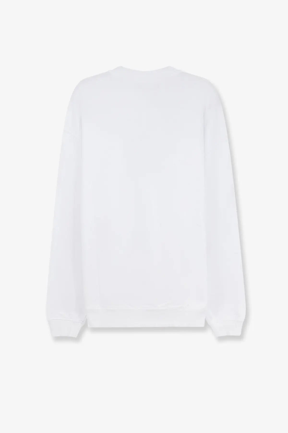 Dolce &amp; Gabbana men’s white cotton crewneck sweatshirt with long sleeves and ribbed cuffs
