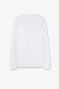 Dolce &amp; Gabbana men’s white cotton crewneck sweatshirt with long sleeves and ribbed cuffs