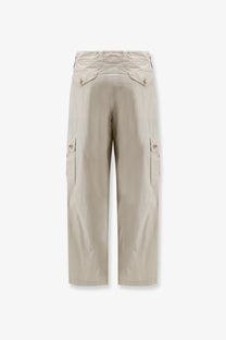 Dolce &amp; Gabbana men’s beige cotton cargo pants with buttoned flap pockets and a relaxed straight-leg cut