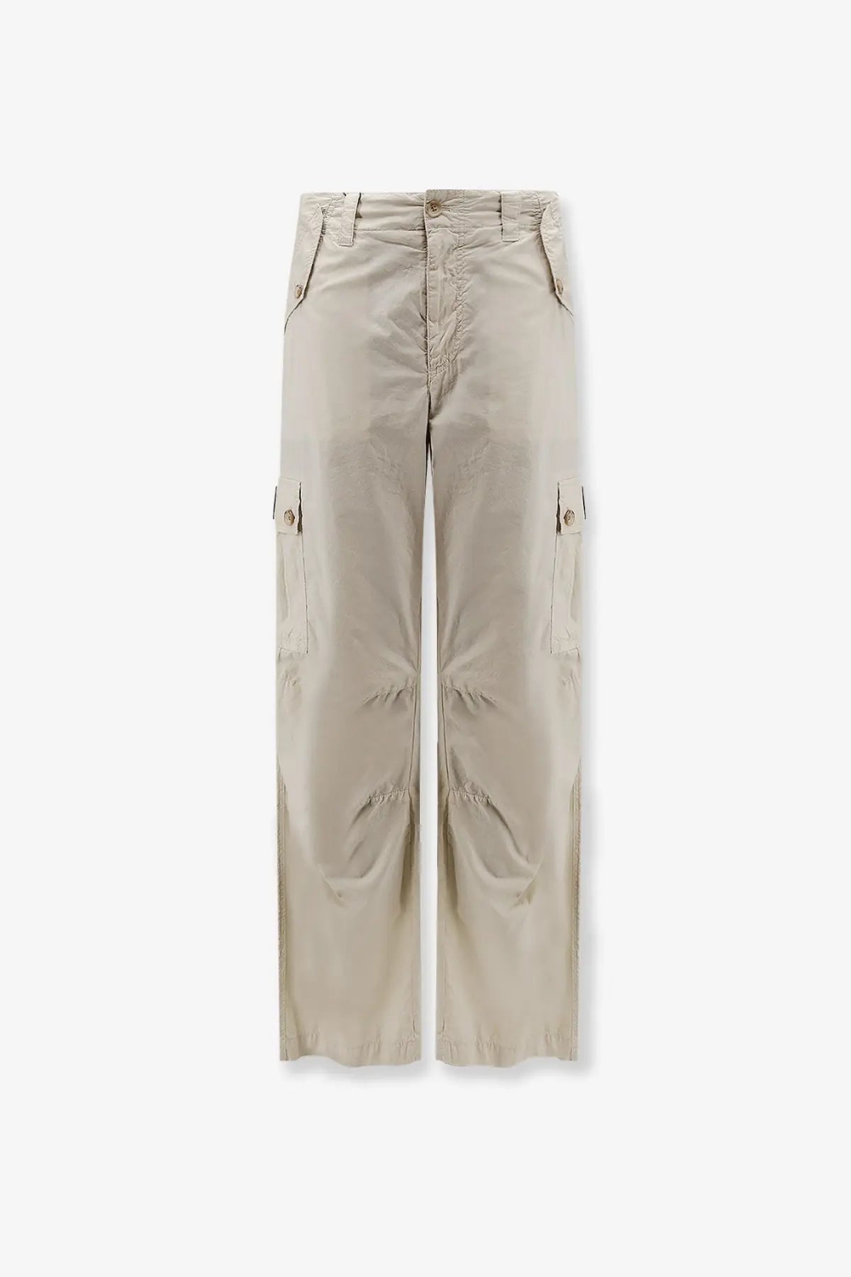 Beige cotton cargo trousers by Dolce &amp; Gabbana for men with wide legs and multiple pockets