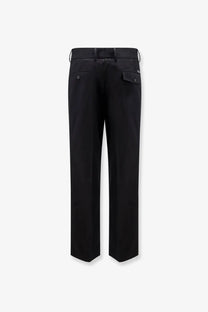 Dolce &amp; Gabbana men’s black cotton tailored trousers with a sleek straight-leg cut and subtle side pockets