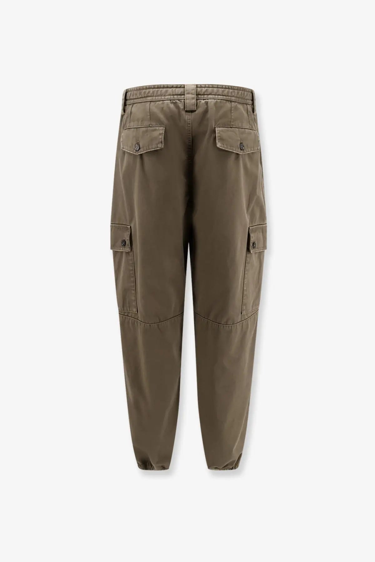 Olive green cotton cargo pants with multiple pockets and drawstring waistband from dolce and gabbana menswear