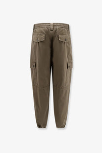 Olive green cotton cargo pants with multiple pockets and drawstring waistband from dolce and gabbana menswear
