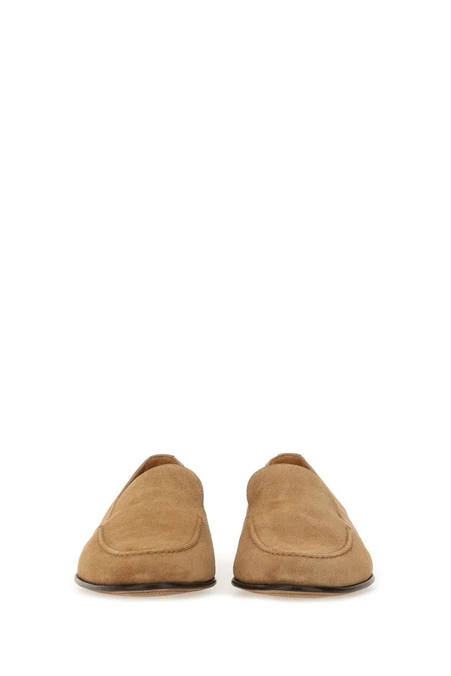 Dolce &amp; gabbana men’s crust slipper beige tan suede loafers with classic slip-on design and dark brown soles
