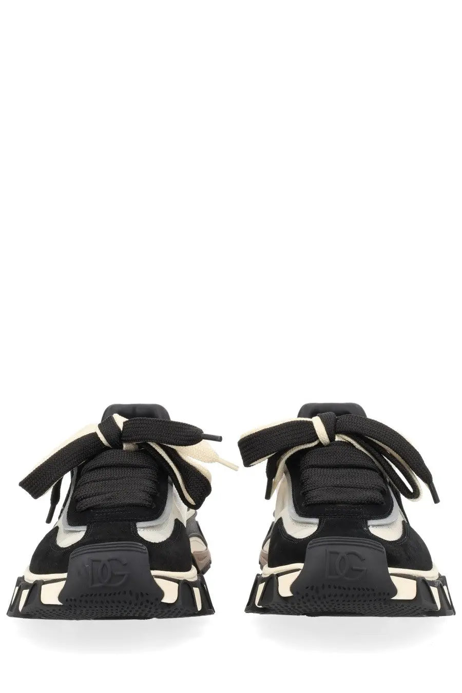 Dolce &amp; Gabbana men’s DG Country Road sneaker in white with black and white contrasting laces and bold chunky soles