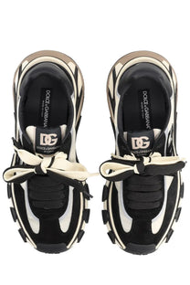 Dolce &amp; gabbana men’s dg country road sneaker in black and cream with chunky sole and bold striped side detailing