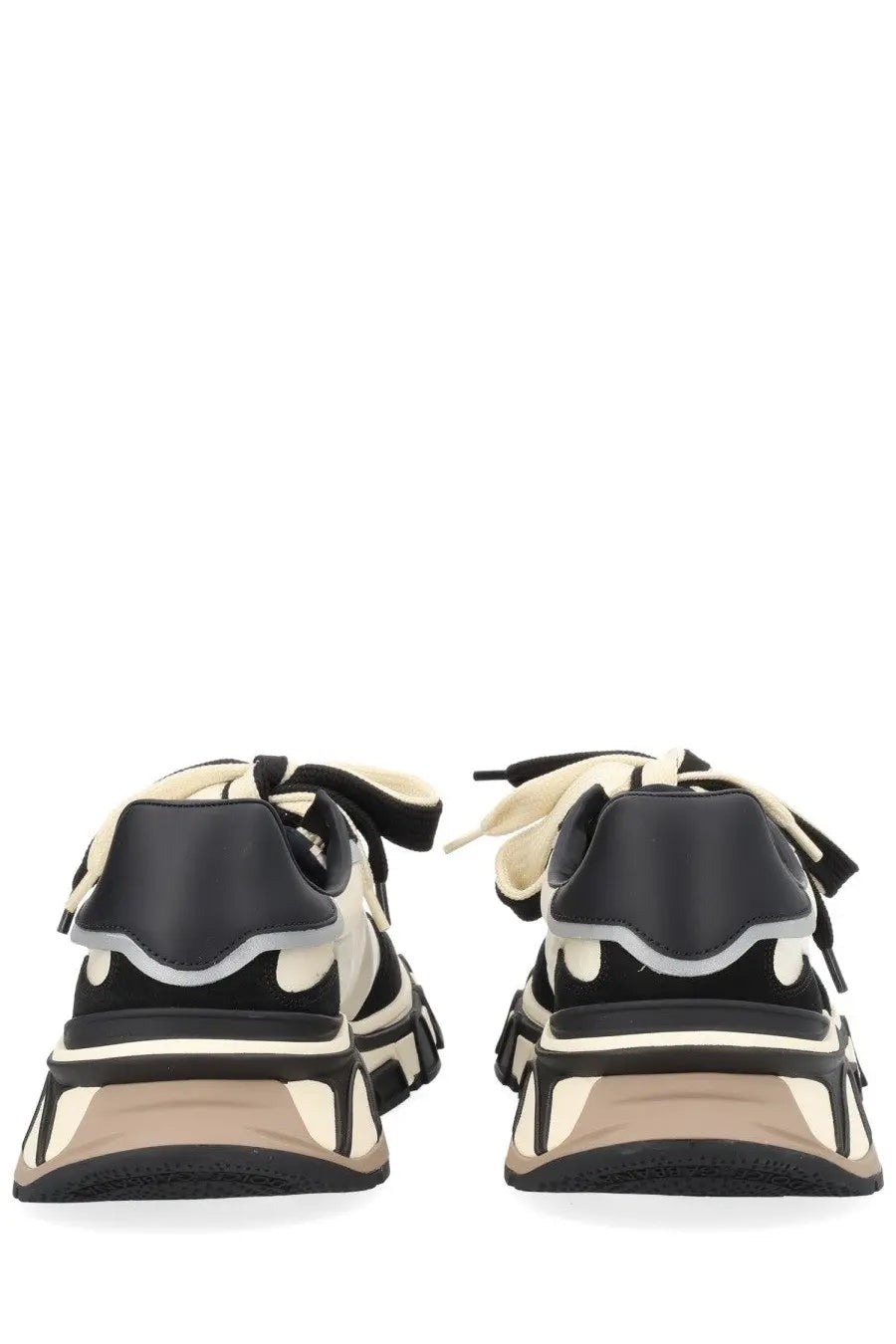 Dolce &amp; Gabbana men’s dg country road sneaker white black and cream chunky design with contrasting panels and thick soles