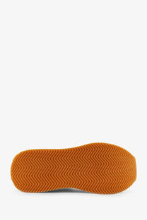 Dolce &amp; gabbana men’s dg cushion canvas white sneaker with orange rubber sole and zigzag tread pattern