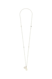 Dolce &amp; Gabbana men’s silver chain necklace with delicate elongated links and a dangling abstract charm pendant