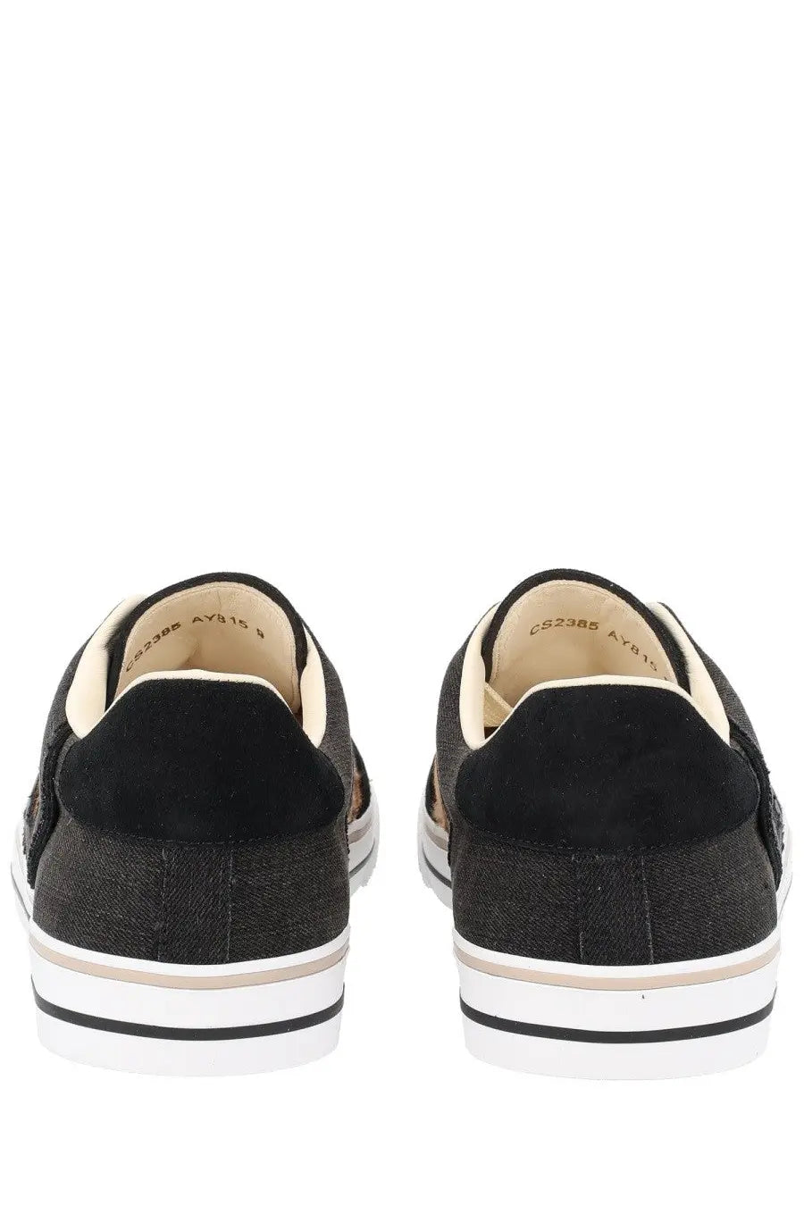 Dolce &amp; Gabbana men’s DG sailing black canvas sneakers with suede accents and white rubber soles
