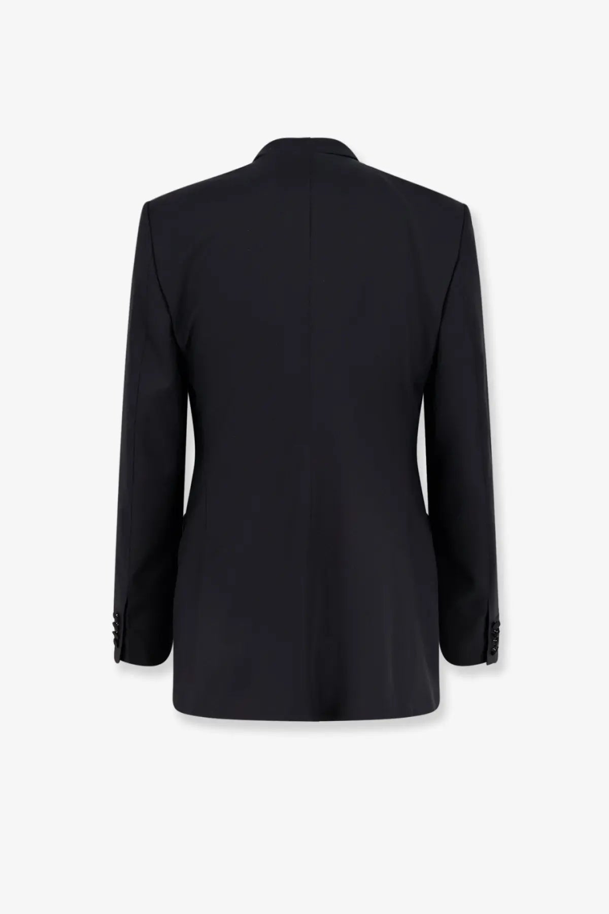 Black tailored Dolce &amp; Gabbana men’s double breasted virgin wool blazer with structured back and notched lapel