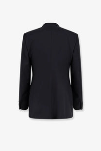 Black tailored Dolce &amp; Gabbana men’s double breasted virgin wool blazer with structured back and notched lapel