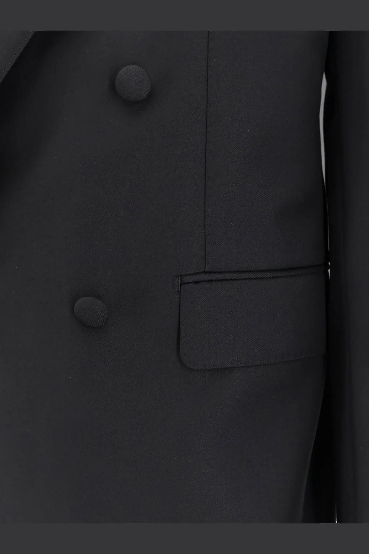 Dolce &amp; Gabbana men’s black double breasted virgin wool blazer with matching buttons and flap pocket