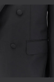Dolce &amp; Gabbana men’s black double breasted virgin wool blazer with matching buttons and flap pocket