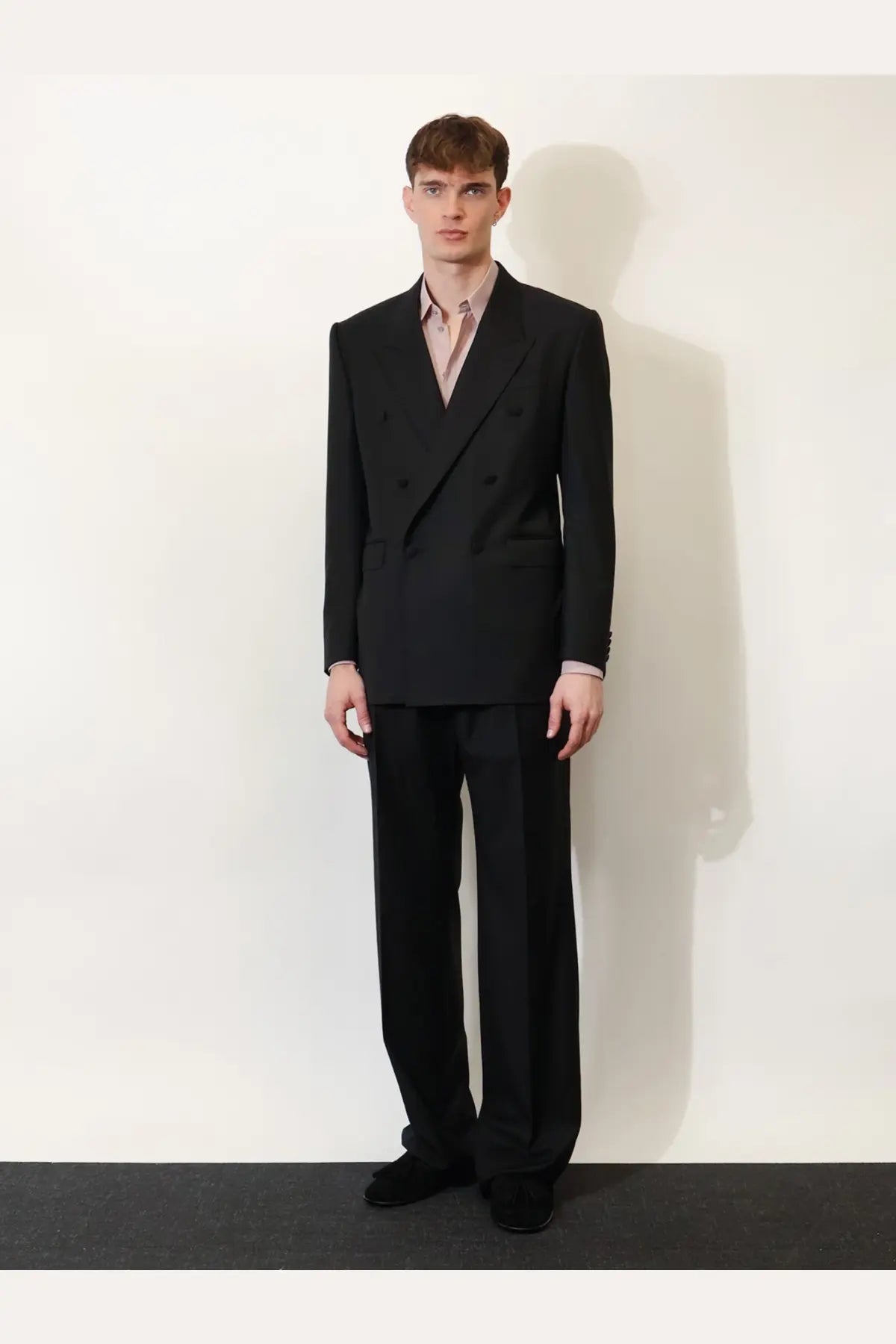 Dolce &amp; Gabbana men’s black double breasted virgin wool blazer with tailored fit and notched lapels