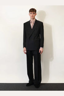 Dolce &amp; Gabbana men’s black double breasted virgin wool blazer with tailored fit and notched lapels